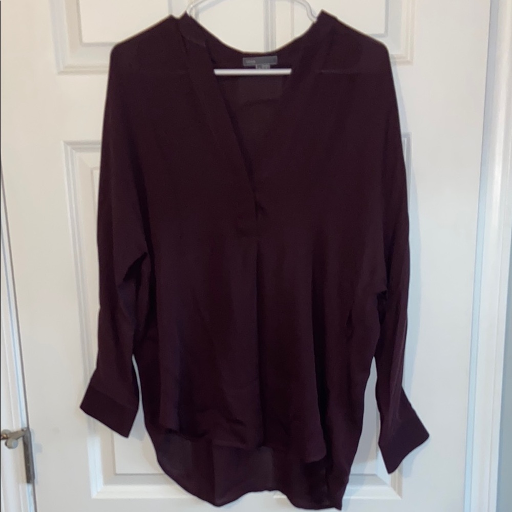 Vince Deep Purple V-Neck Blouse